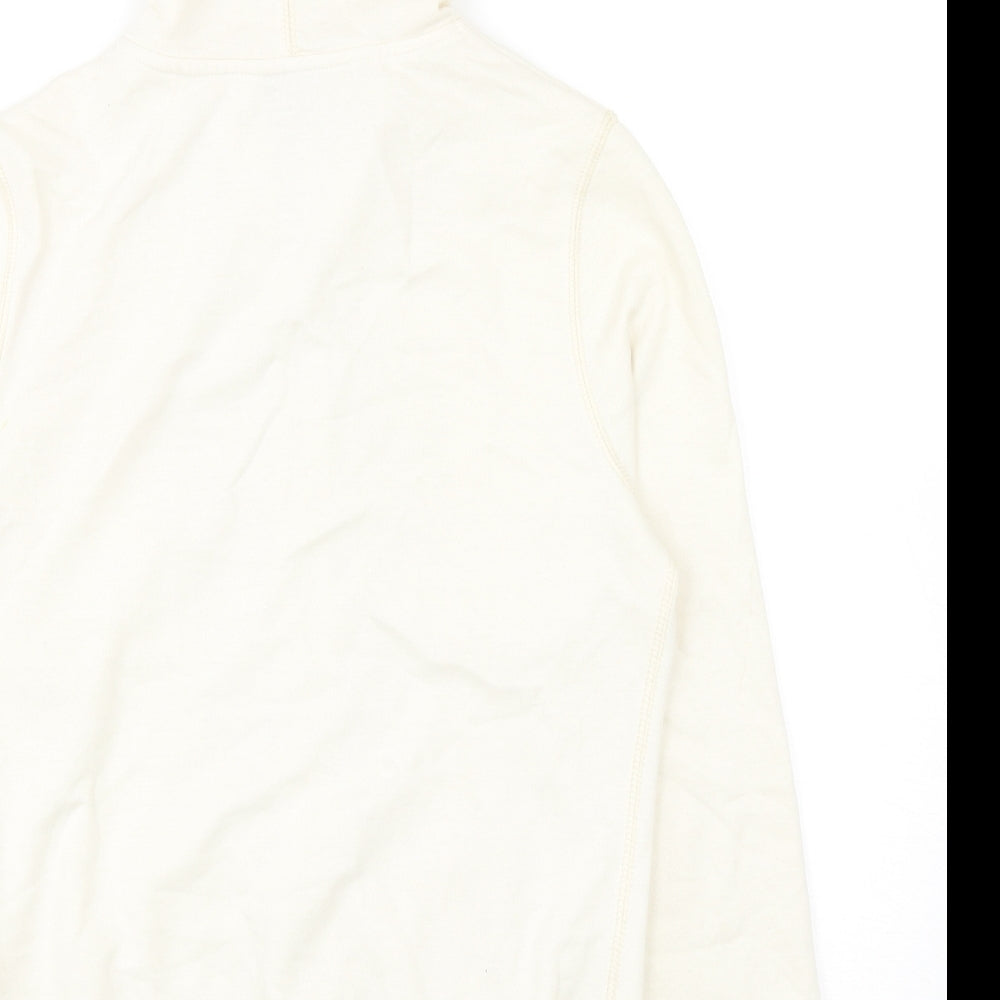 George Womens Ivory Cotton Full Zip Hoodie Size 10 Zip - Flower Detail