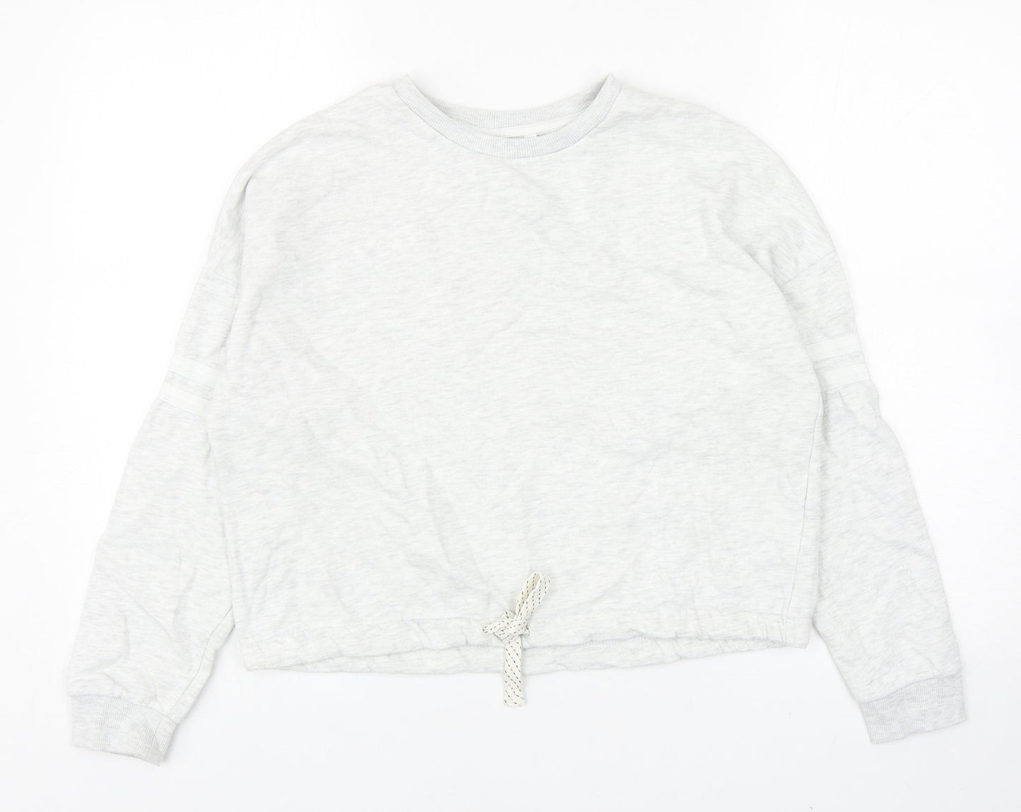 Marks and Spencer Girls Grey Cotton Pullover Sweatshirt Size 12-13 Years Drawstring