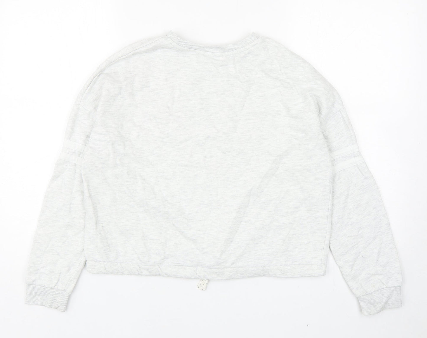 Marks and Spencer Girls Grey Cotton Pullover Sweatshirt Size 12-13 Years Drawstring