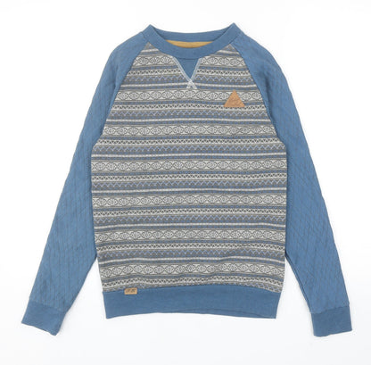 Rock & Revival Boys Blue Fair Isle Cotton Pullover Sweatshirt Size 11-12 Years Pullover