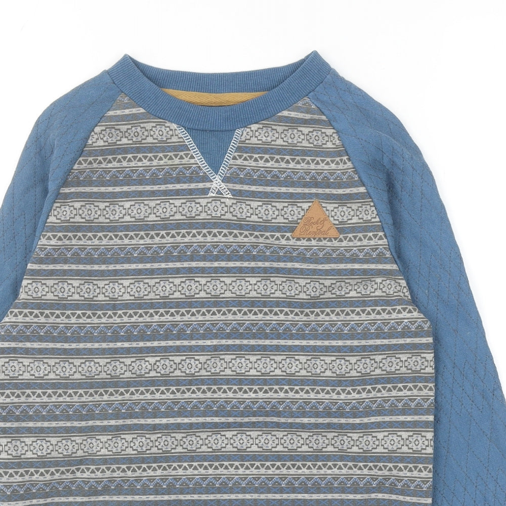 Rock & Revival Boys Blue Fair Isle Cotton Pullover Sweatshirt Size 11-12 Years Pullover