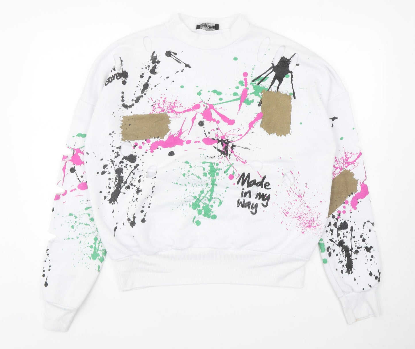 Missdiamond Womens White Polyester Pullover Sweatshirt Size M Pullover - Graffiti