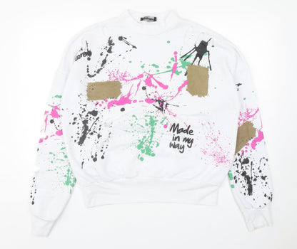 Missdiamond Womens White Polyester Pullover Sweatshirt Size M Pullover - Graffiti