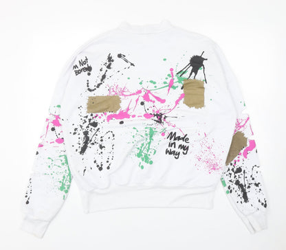 Missdiamond Womens White Polyester Pullover Sweatshirt Size M Pullover - Graffiti