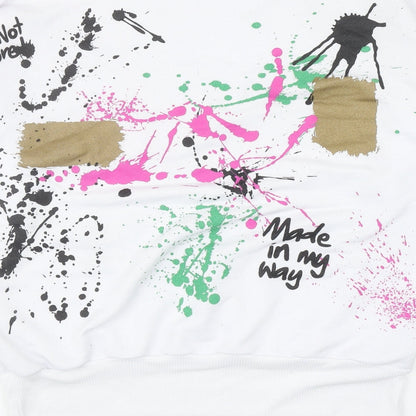 Missdiamond Womens White Polyester Pullover Sweatshirt Size M Pullover - Graffiti