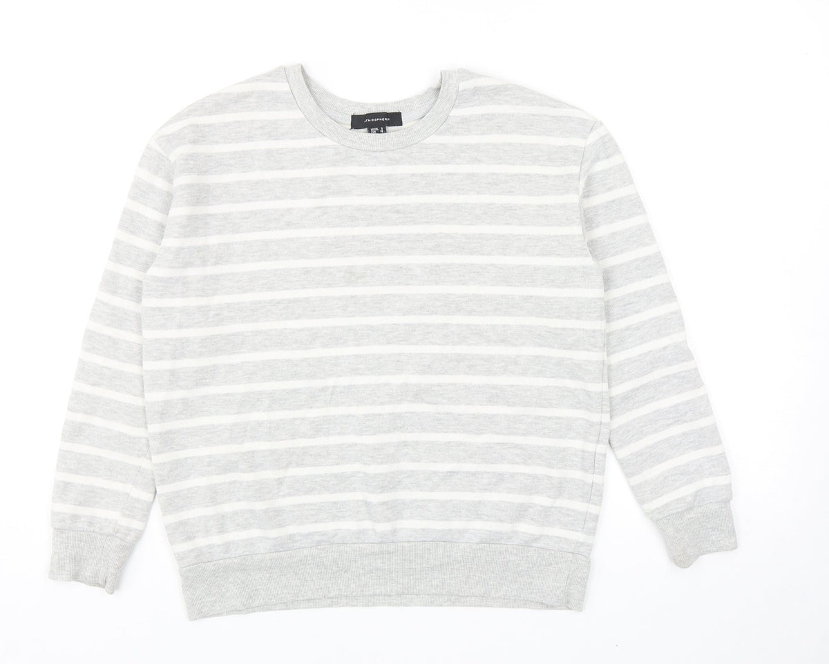 Atmosphere Womens Grey Striped Cotton Pullover Sweatshirt Size 8 Pullover