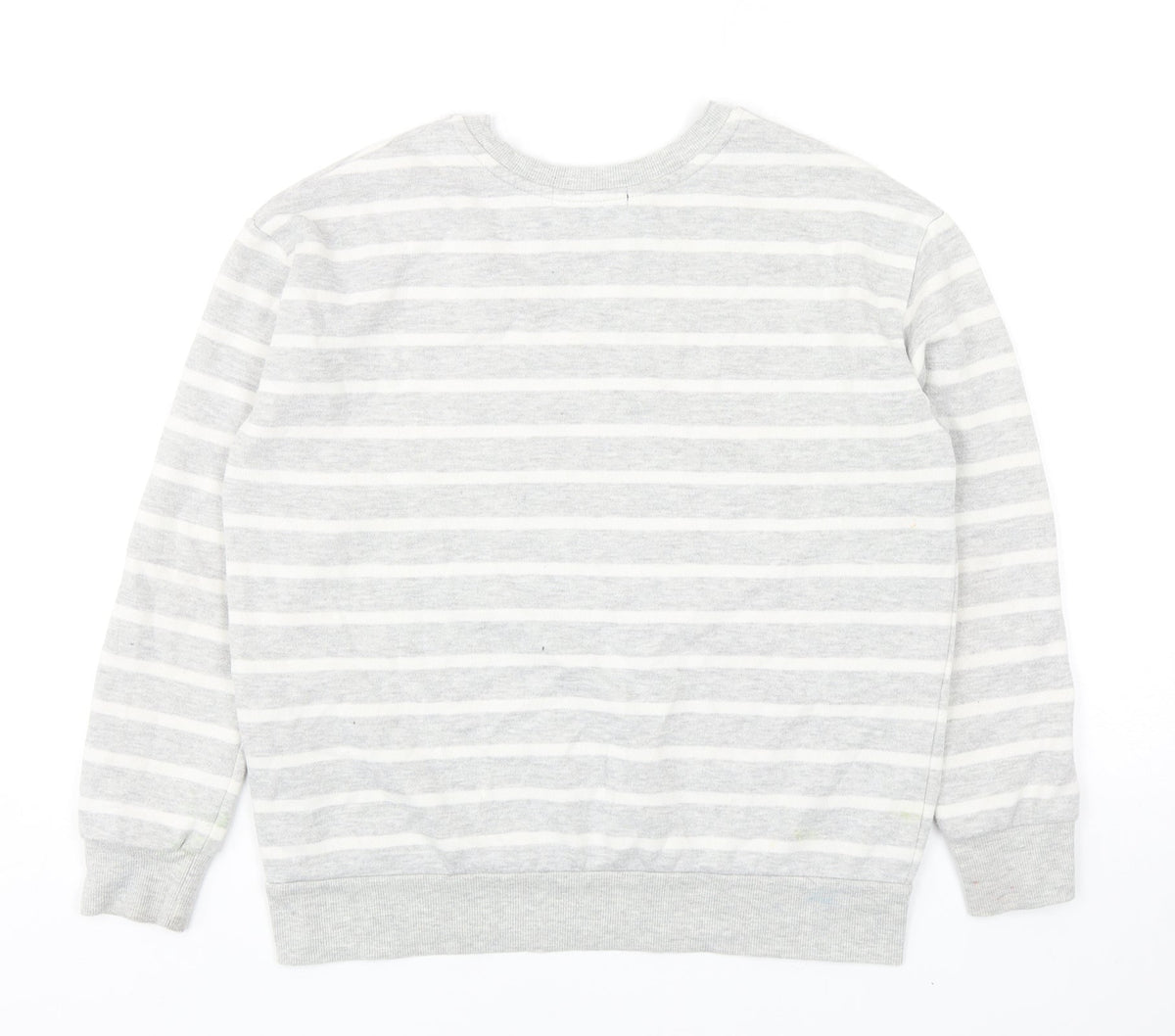 Atmosphere Womens Grey Striped Cotton Pullover Sweatshirt Size 8 Pullover