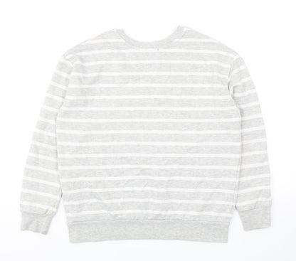 Atmosphere Womens Grey Striped Cotton Pullover Sweatshirt Size 8 Pullover