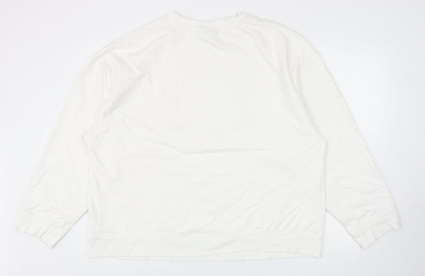 Topshop Womens White Cotton Pullover Sweatshirt Size L Pullover - Flower Detail