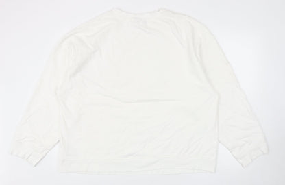 Topshop Womens White Cotton Pullover Sweatshirt Size L Pullover - Flower Detail