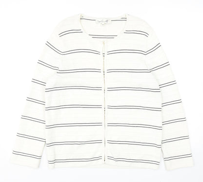 Damsel in a Dress Womens White Round Neck Striped Viscose Cardigan Jumper Size M