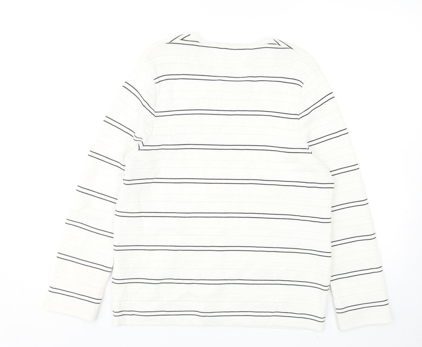 Damsel in a Dress Womens White Round Neck Striped Viscose Cardigan Jumper Size M
