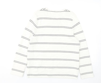 Damsel in a Dress Womens White Round Neck Striped Viscose Cardigan Jumper Size M