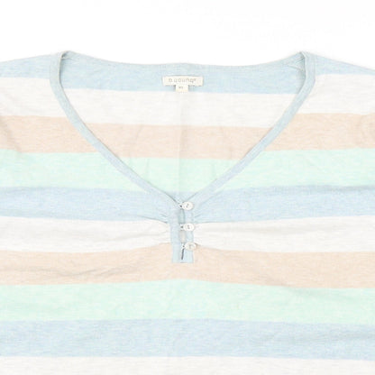 b.young Womens Multicoloured V-Neck Striped Acrylic Pullover Jumper Size XL