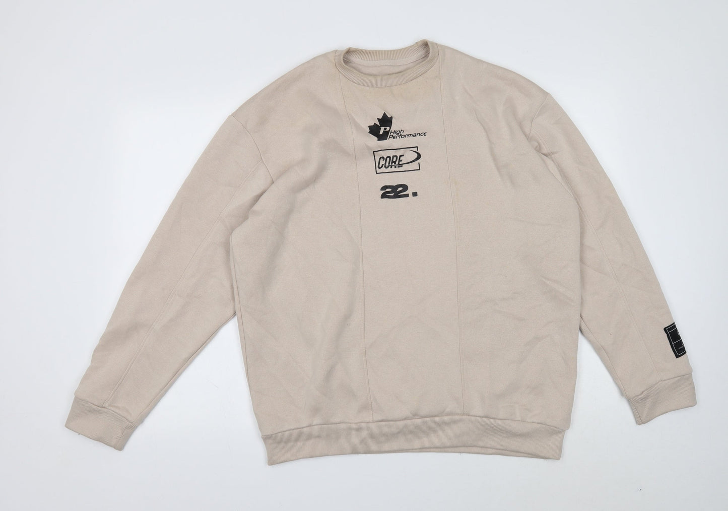 Mens UK Size S Boohoo Beige Pullover Sweatshirt