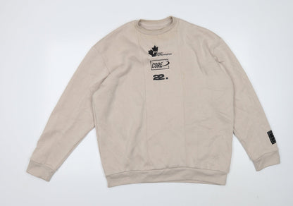 Mens UK Size S Boohoo Beige Pullover Sweatshirt