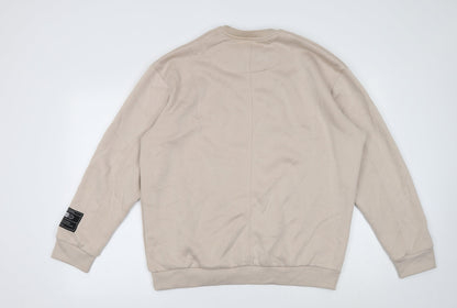 Mens UK Size S Boohoo Beige Pullover Sweatshirt