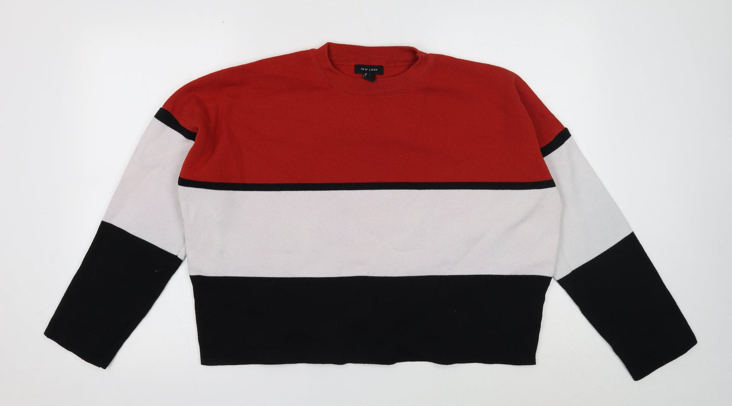 New Look Womens Multicoloured Striped Polyester Pullover Sweatshirt Size L Pullover