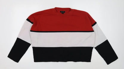 New Look Womens Multicoloured Striped Polyester Pullover Sweatshirt Size L Pullover