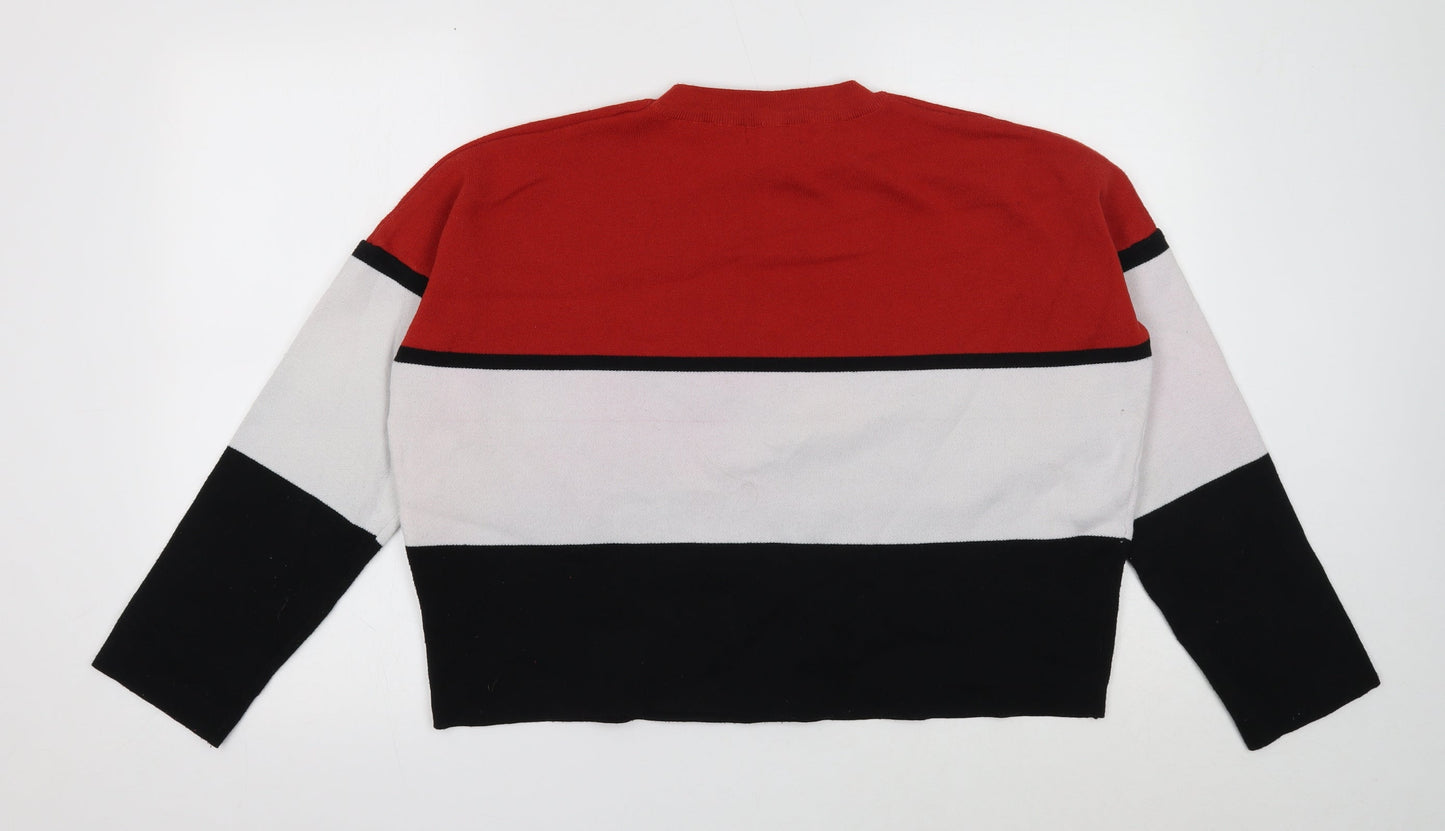 New Look Womens Multicoloured Striped Polyester Pullover Sweatshirt Size L Pullover