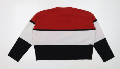 New Look Womens Multicoloured Striped Polyester Pullover Sweatshirt Size L Pullover