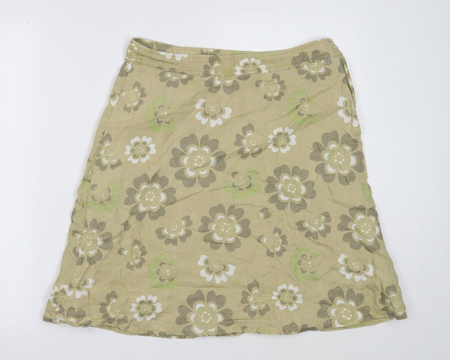 H&M Womens Green Geometric Polyester A-Line Skirt Size 10 Zip
