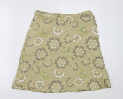 H&M Womens Green Geometric Polyester A-Line Skirt Size 10 Zip