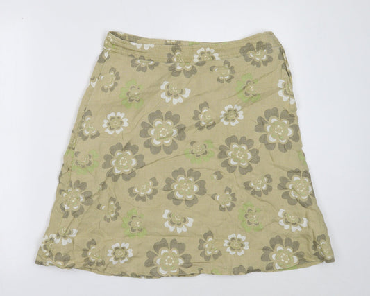 H&M Womens Green Geometric Polyester A-Line Skirt Size 10 Zip