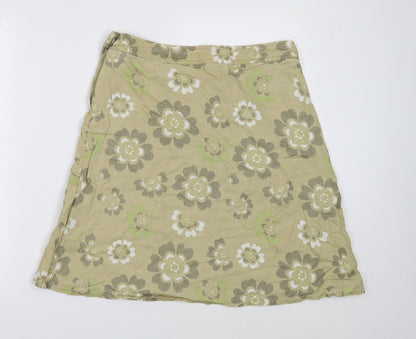 H&M Womens Green Geometric Polyester A-Line Skirt Size 10 Zip