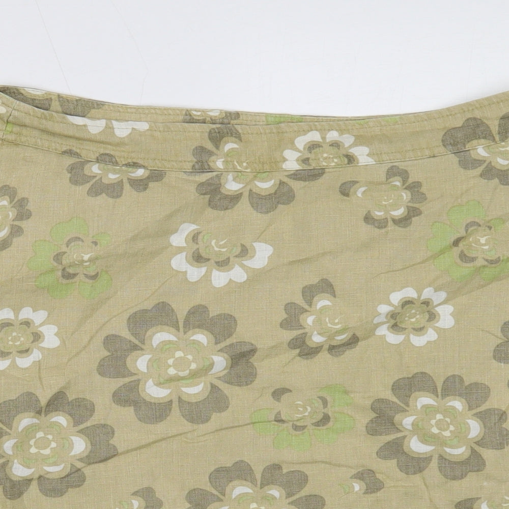 H&M Womens Green Geometric Polyester A-Line Skirt Size 10 Zip