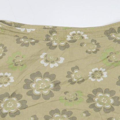 H&M Womens Green Geometric Polyester A-Line Skirt Size 10 Zip