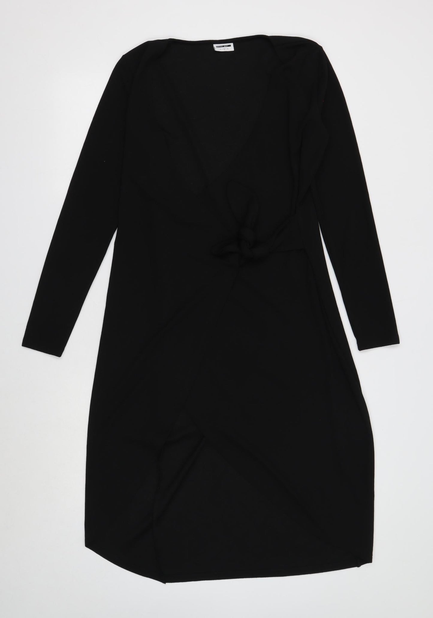 Noisy may Womens Black Polyester Wrap Dress Size M V-Neck Tie
