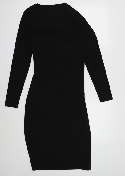 Noisy may Womens Black Polyester Wrap Dress Size M V-Neck Tie