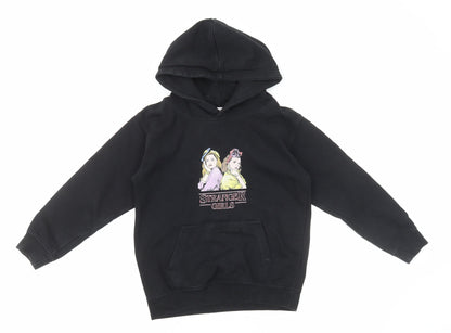 Just Hoods Girls Black Cotton Pullover Hoodie Size 7-8 Years Pullover - Stranger Things