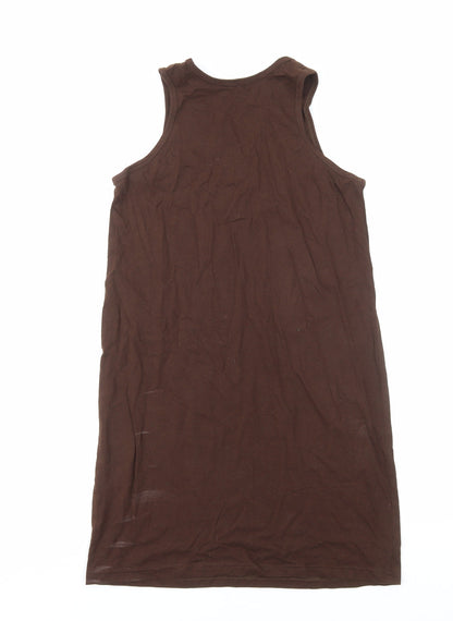 SheIn Womens Brown Cotton Tank Dress Size M Scoop Neck Pullover