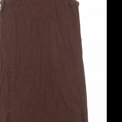SheIn Womens Brown Cotton Tank Dress Size M Scoop Neck Pullover