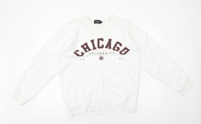 Mens UK Size M Boohoo White Pullover Sweatshirt