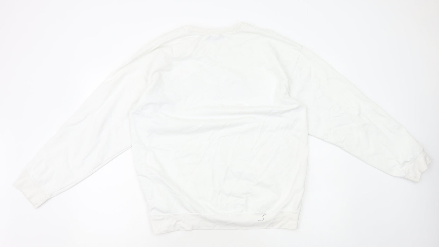Mens UK Size M Boohoo White Pullover Sweatshirt