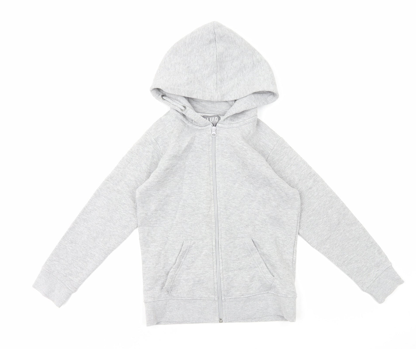 Fluid Boys Grey Cotton Full Zip Hoodie Size 7-8 Years Zip