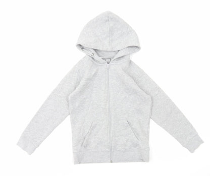 Fluid Boys Grey Cotton Full Zip Hoodie Size 7-8 Years Zip