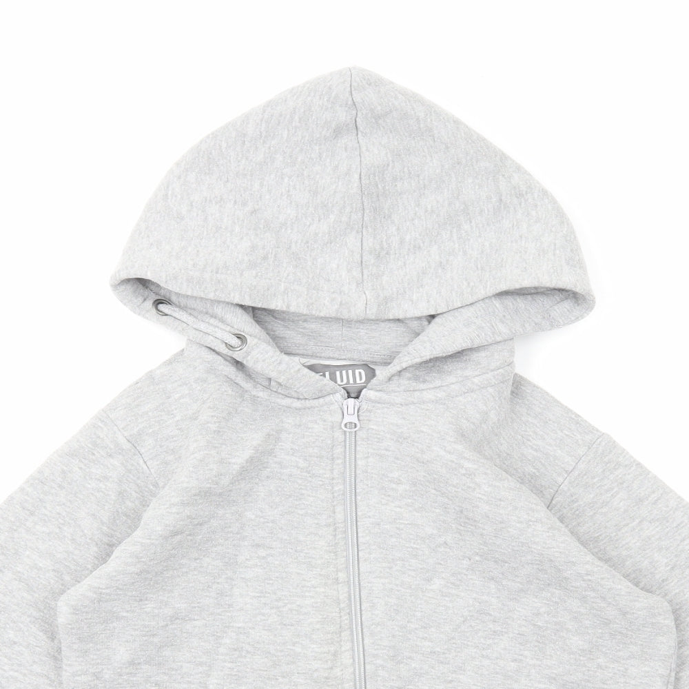 Fluid Boys Grey Cotton Full Zip Hoodie Size 7-8 Years Zip