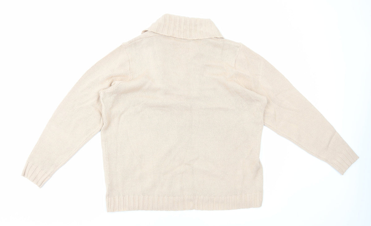 Essentials Collection Womens Beige V-Neck Acrylic Pullover Jumper Size 16