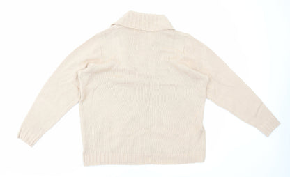 Essentials Collection Womens Beige V-Neck Acrylic Pullover Jumper Size 16