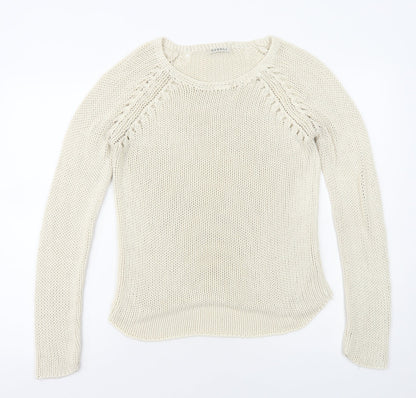 George Womens Beige Round Neck Acrylic Pullover Jumper Size 12