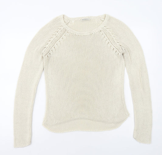 George Womens Beige Round Neck Acrylic Pullover Jumper Size 12