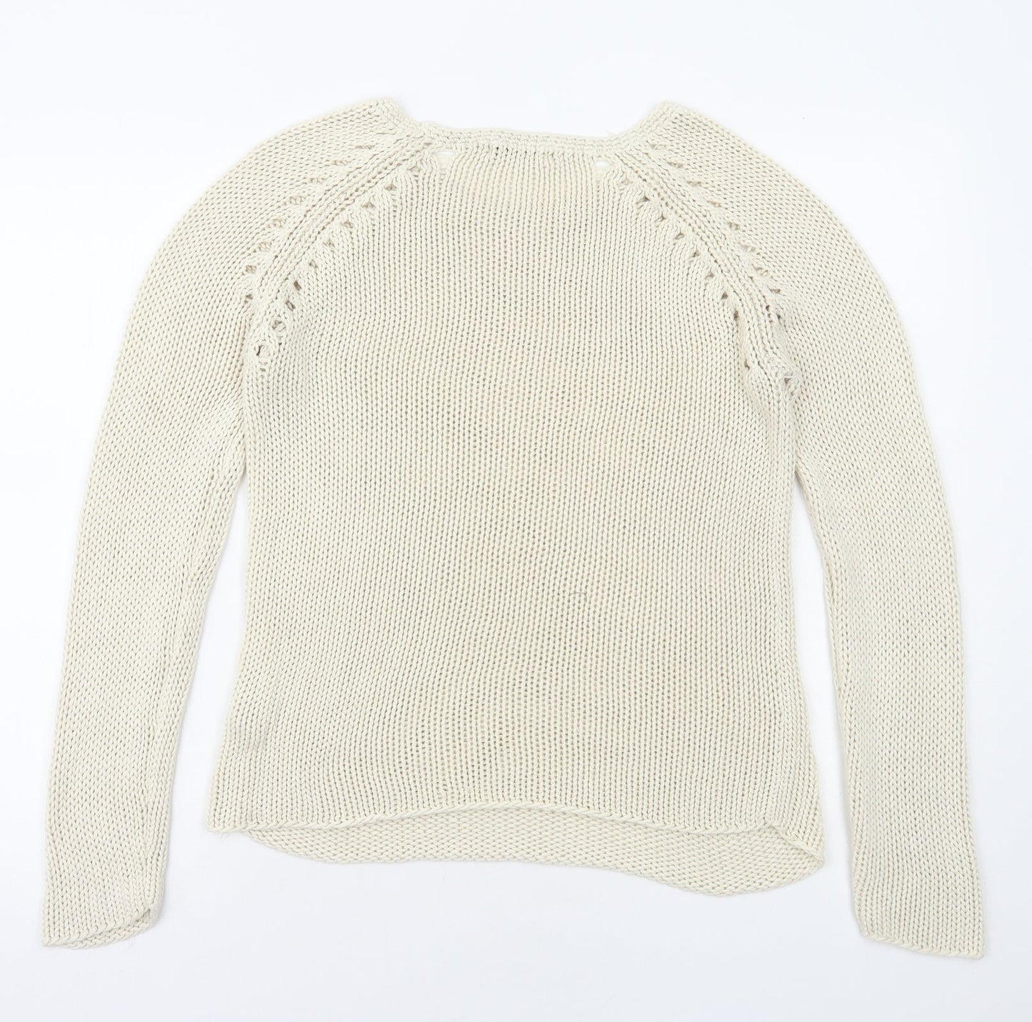 George Womens Beige Round Neck Acrylic Pullover Jumper Size 12