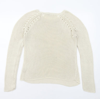 George Womens Beige Round Neck Acrylic Pullover Jumper Size 12