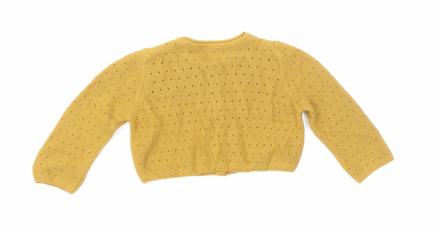 TU Baby Yellow Cotton Cardigan Jumper Size 0-3 Months Button