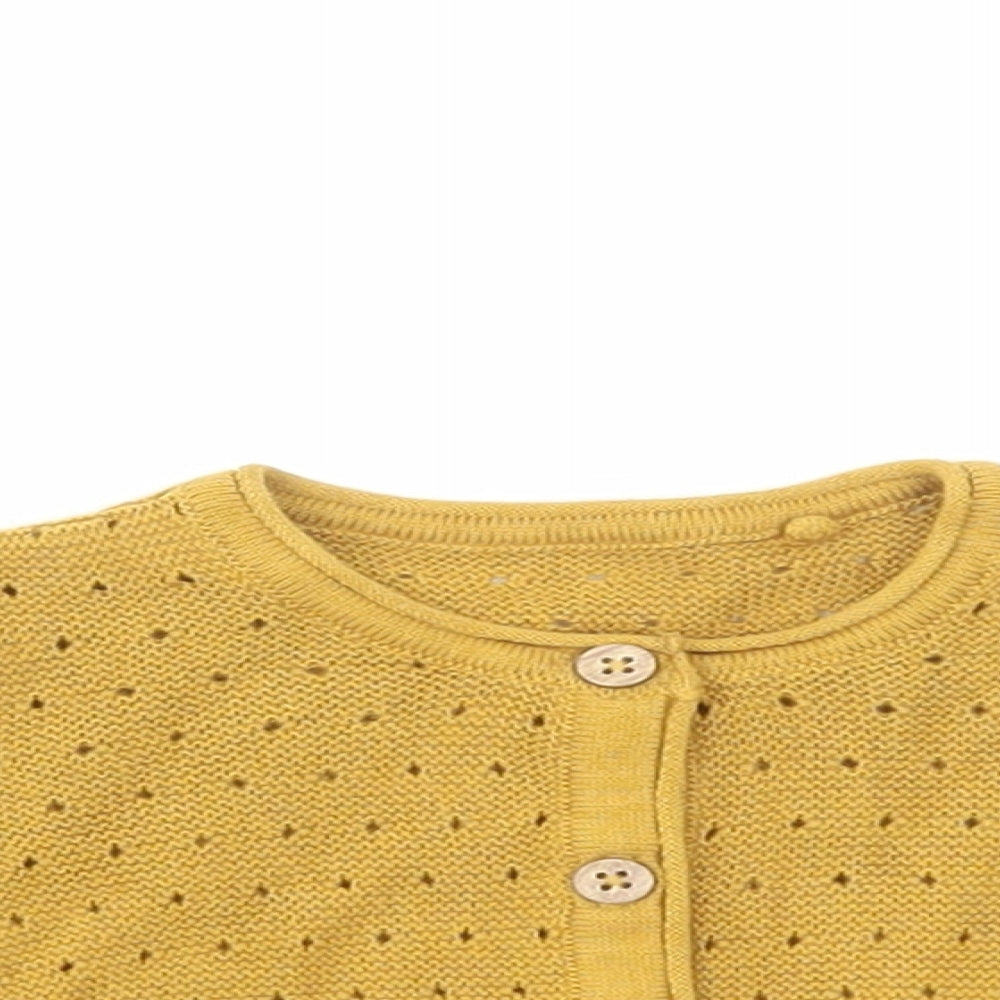 TU Baby Yellow Cotton Cardigan Jumper Size 0-3 Months Button