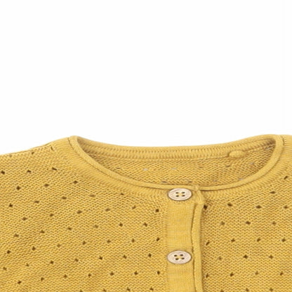 TU Baby Yellow Cotton Cardigan Jumper Size 0-3 Months Button